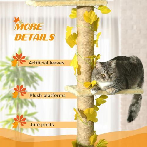 242cm Adjustable Floor-To-Ceiling Cat Tree w/ Anti-Slip Kit - Yellow *SHIPS WITHIN UK ONLY*