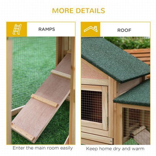 Wooden Rabbit Hutch Bunny Cage Guinea Pig House w/ Slide-out Tray Outdoor Run *SHIPS WITHIN UK ONLY*