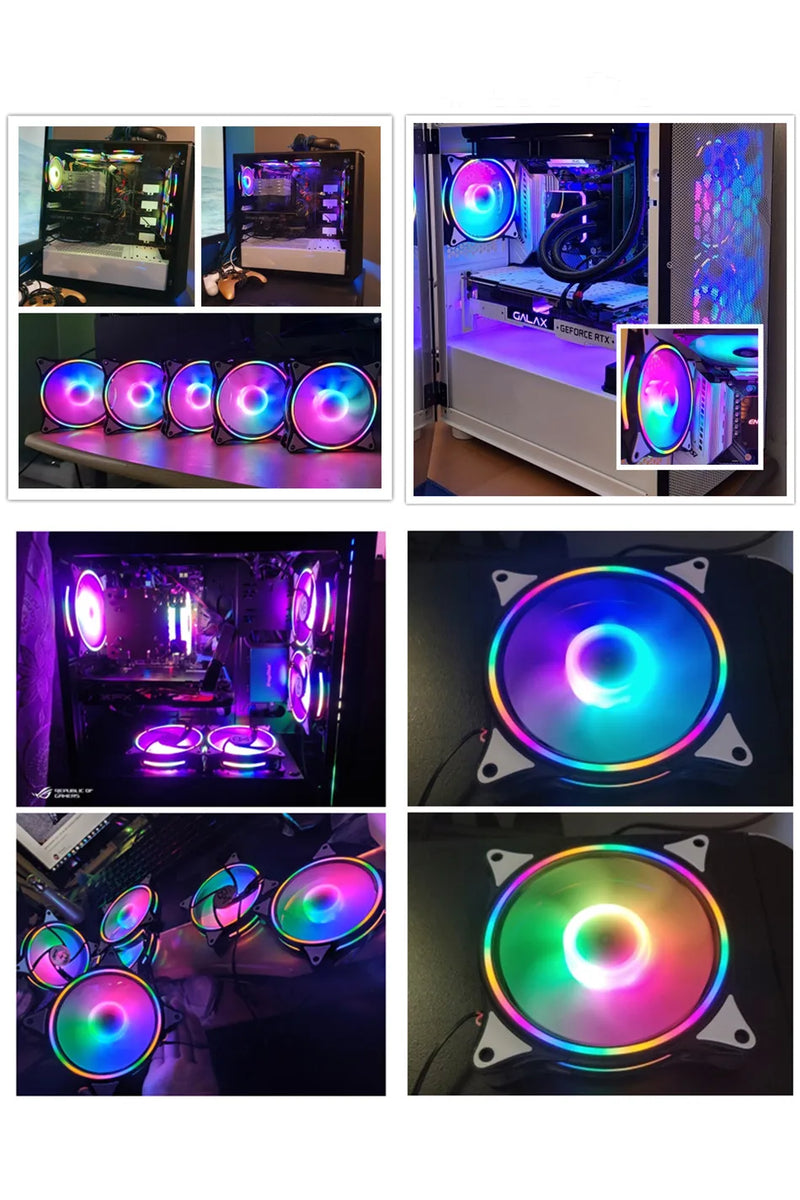 KINGSTER Kit 3 colorido 120 mm RGB PC gabinete ventilador cooler cooler Led RGB