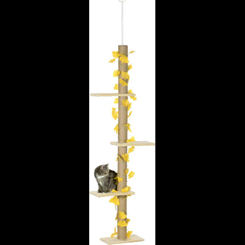 242cm Adjustable Floor-To-Ceiling Cat Tree w/ Anti-Slip Kit - Yellow *SHIPS WITHIN UK ONLY*