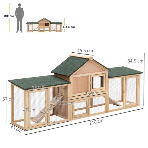 Wooden Rabbit Hutch Bunny Cage Guinea Pig House w/ Slide-out Tray Outdoor Run *SHIPS WITHIN UK ONLY*