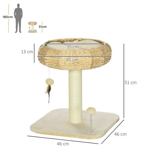 51cm Cat Tree Kitty Activity Centre w/ Top Bed, Toy Ball, Sisal Scratching Post *SHIPS WITHIN UK ONLY*