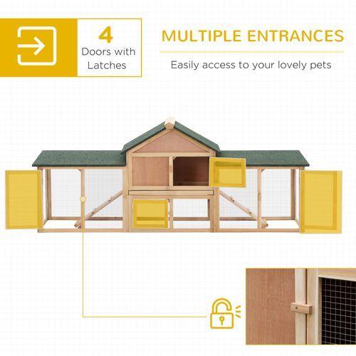 Wooden Rabbit Hutch Bunny Cage Guinea Pig House w/ Slide-out Tray Outdoor Run *SHIPS WITHIN UK ONLY*